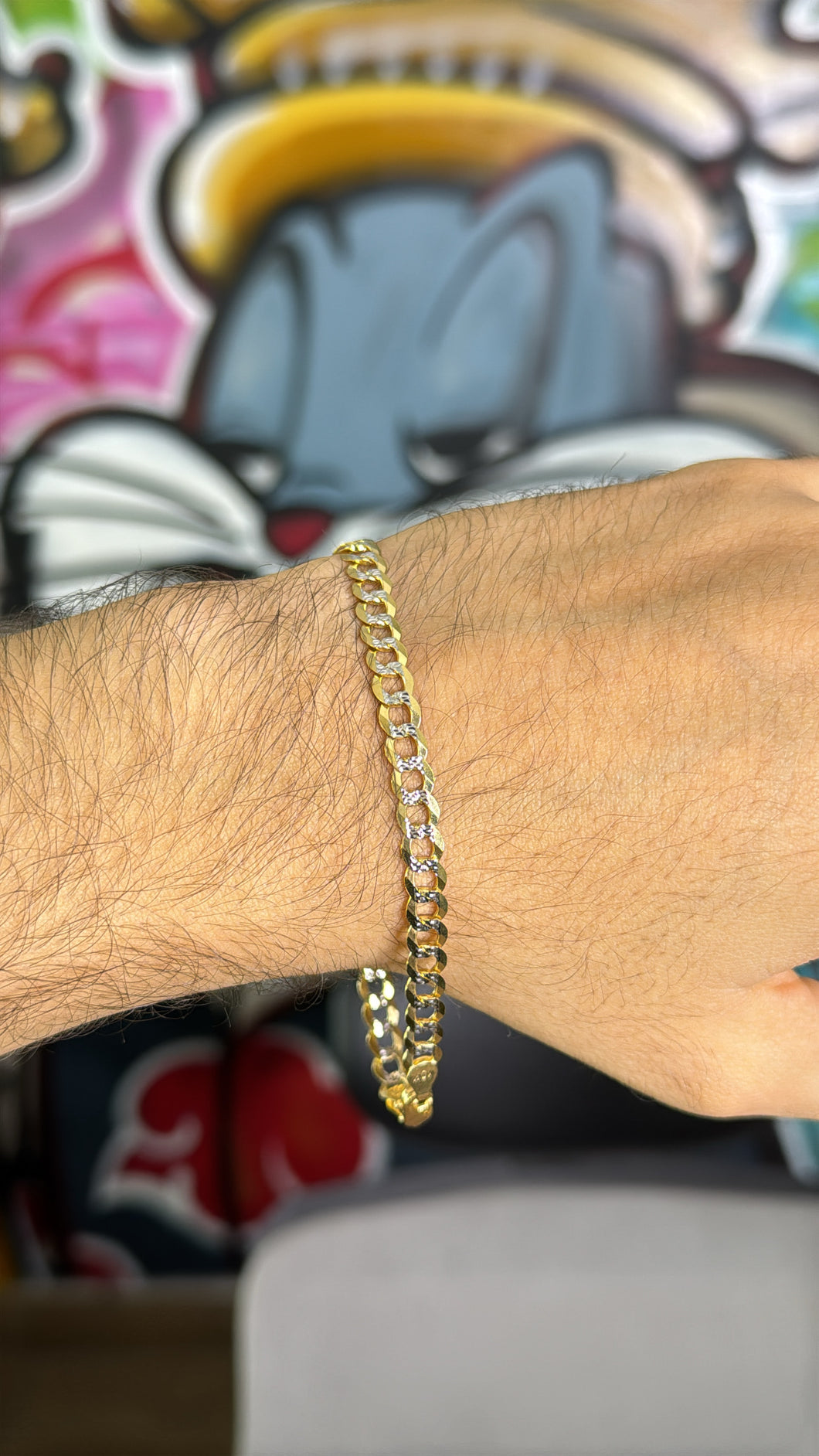 Pulsera Martillada 6mm Solida Oro 10k