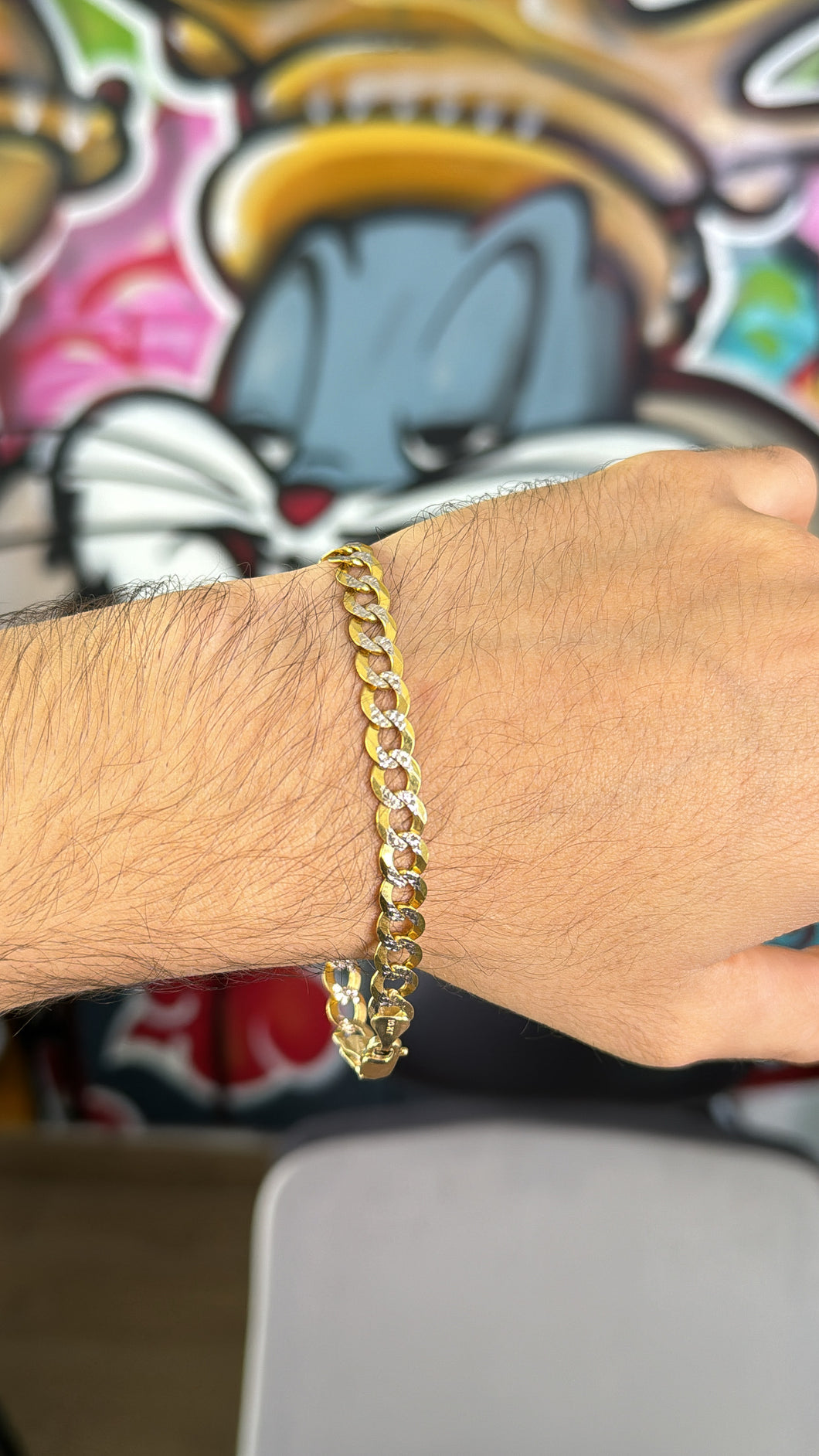 Pulsera Italiana Martillada 7mm Oro 10k