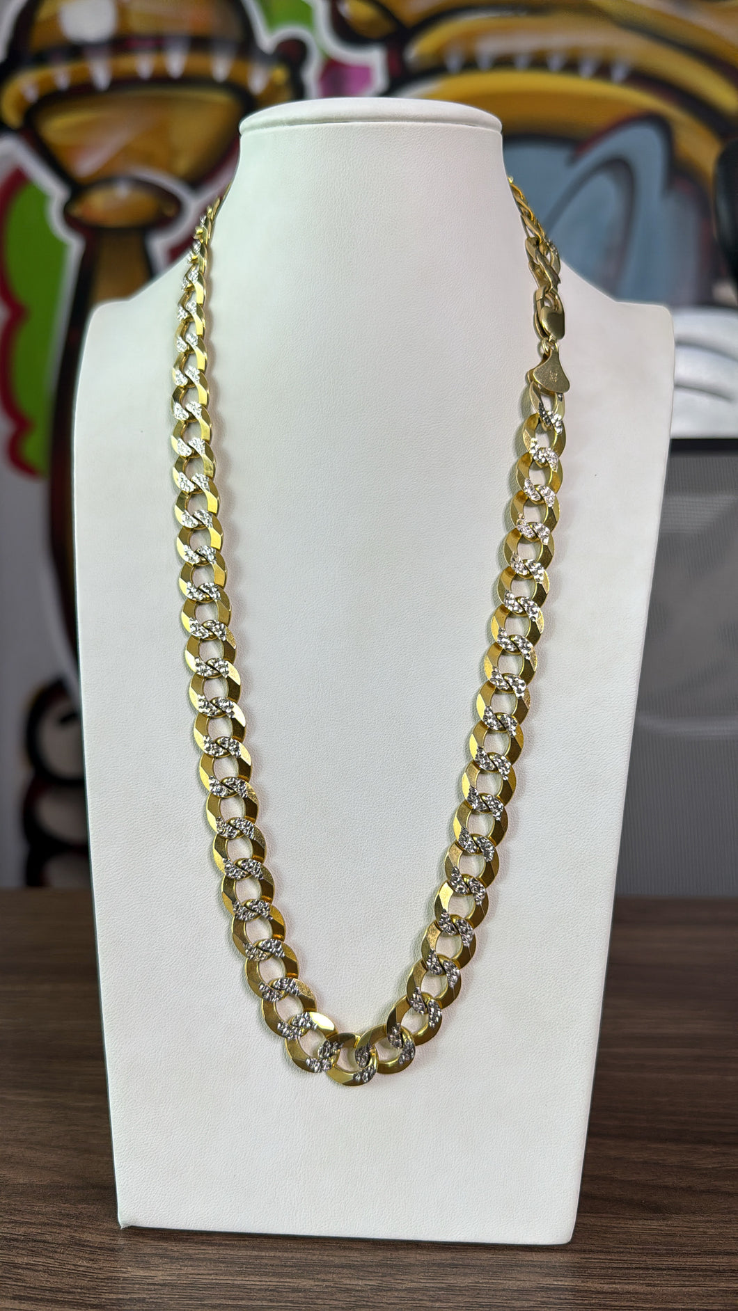 Cadena Martillada 1.4cm Solida Oro 10k