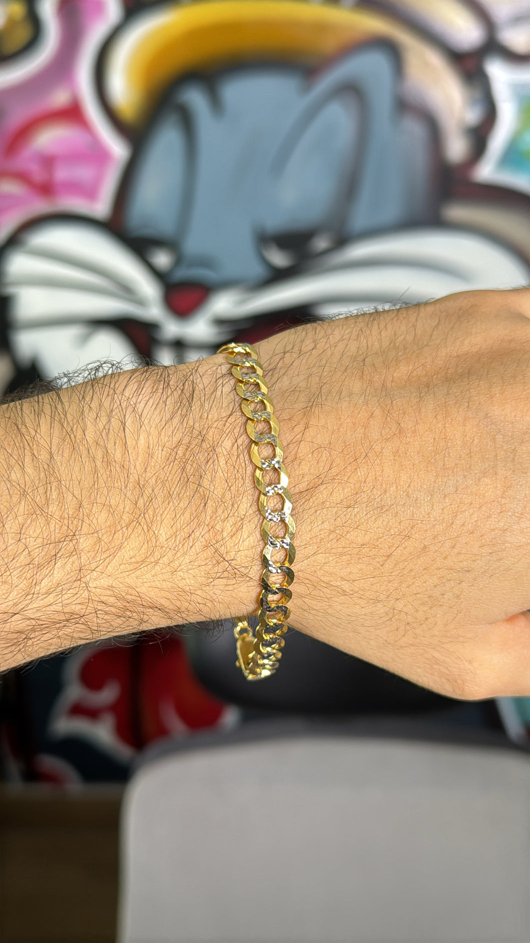 Pulsera Martillada 7mm Solida Oro 10k