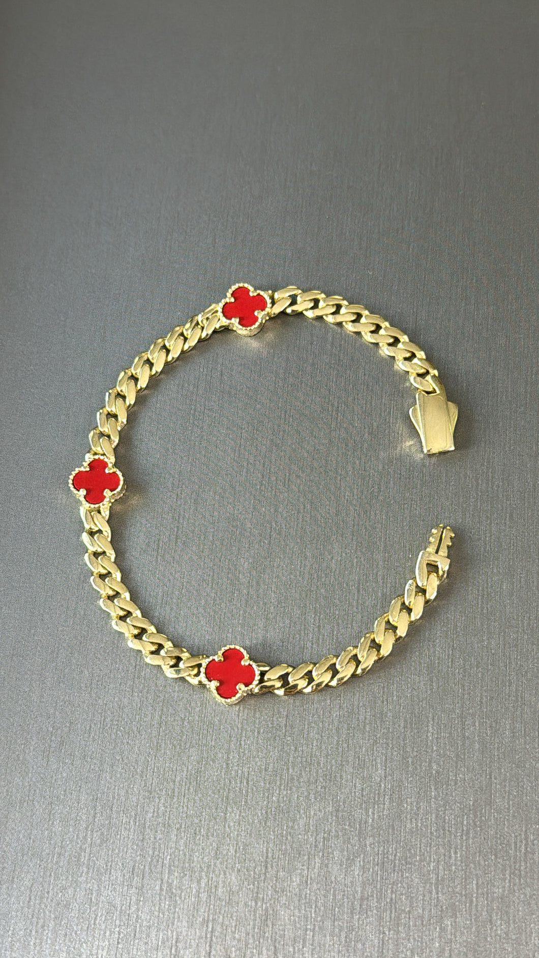Pulsera VC Roja 5mm De Mujer Oro 10k