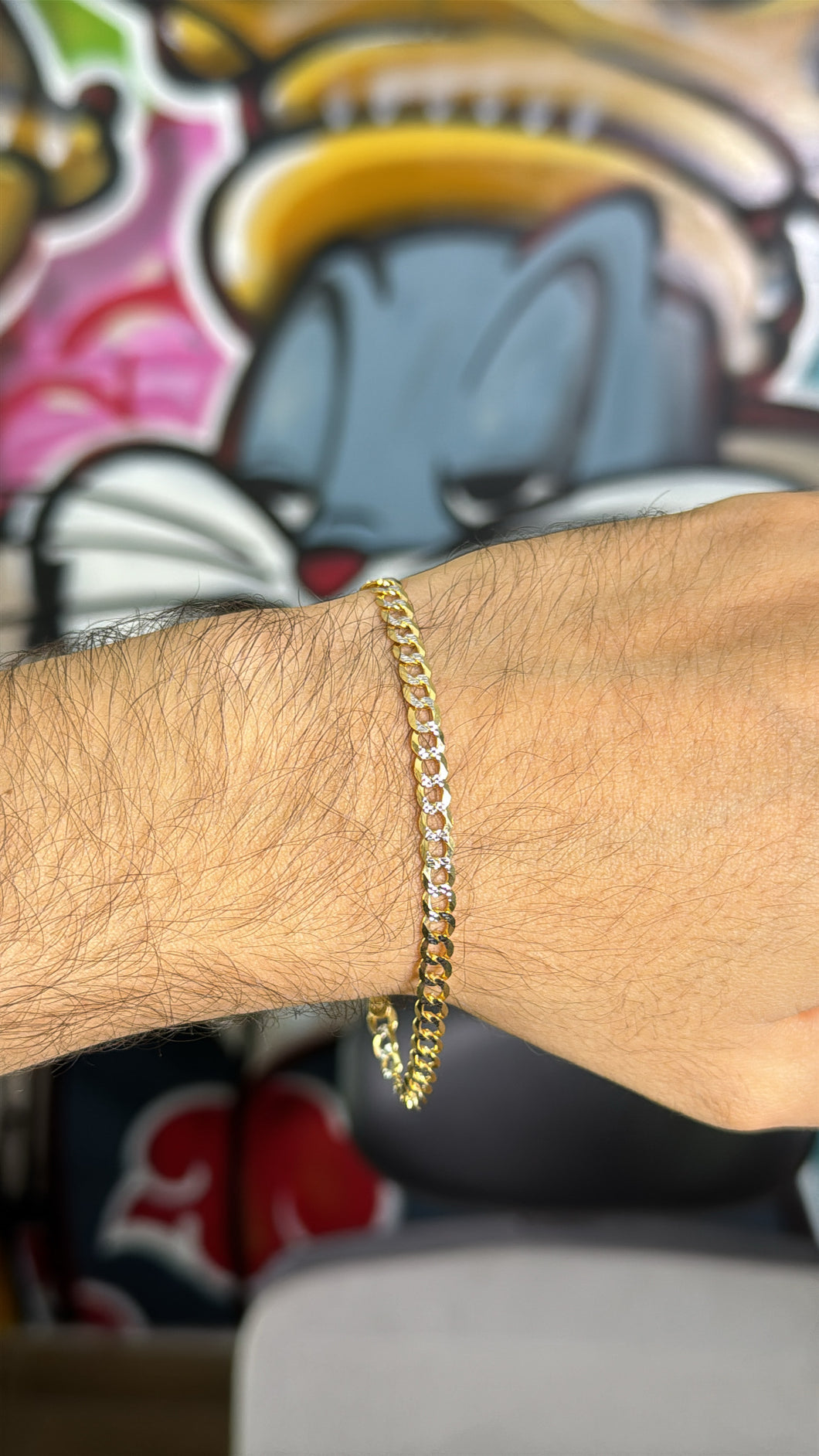 Pulsera Martillada 5mm Solida Oro 10k