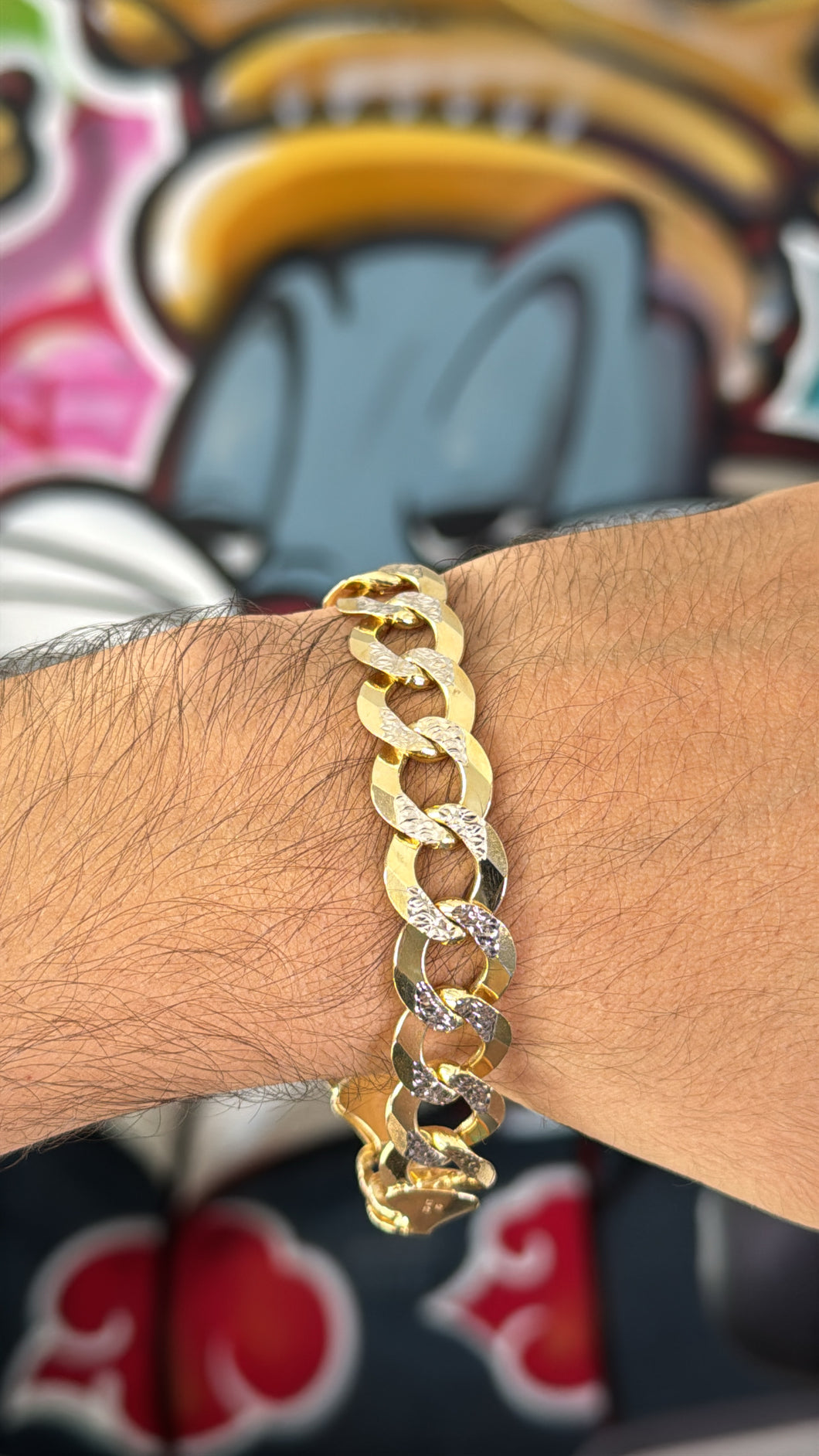 Pulsera Martillada 1.4cm Oro 10k
