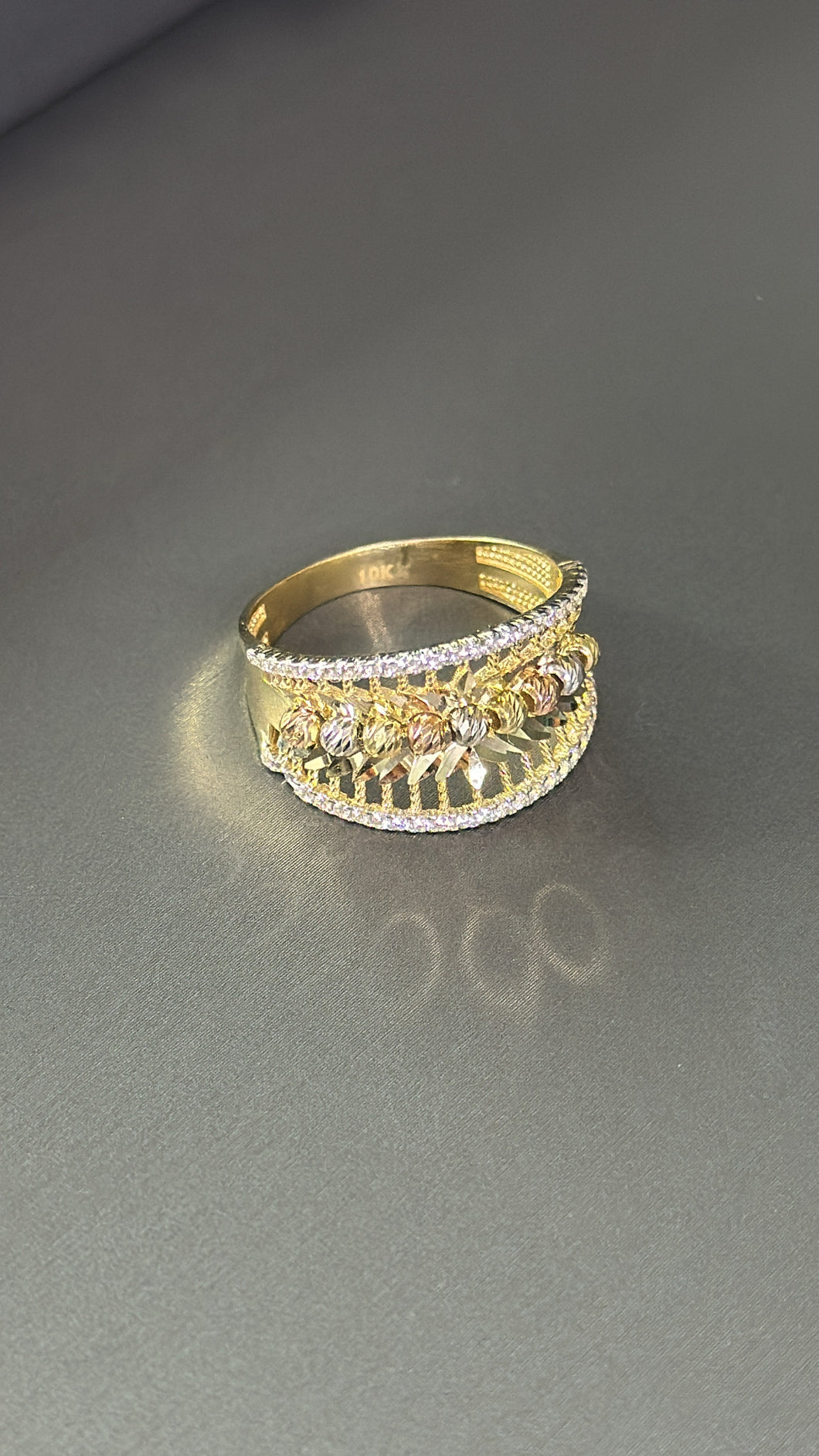 Anillo 3 Oros De Mujer Oro 10k