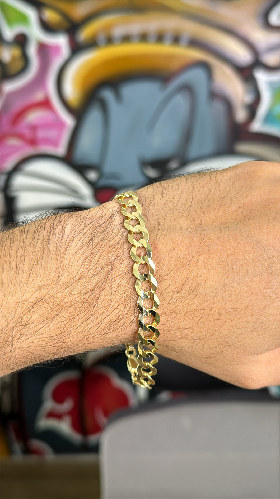 Pulsera Cubana Lisa 9mm Oro 10k Sólida