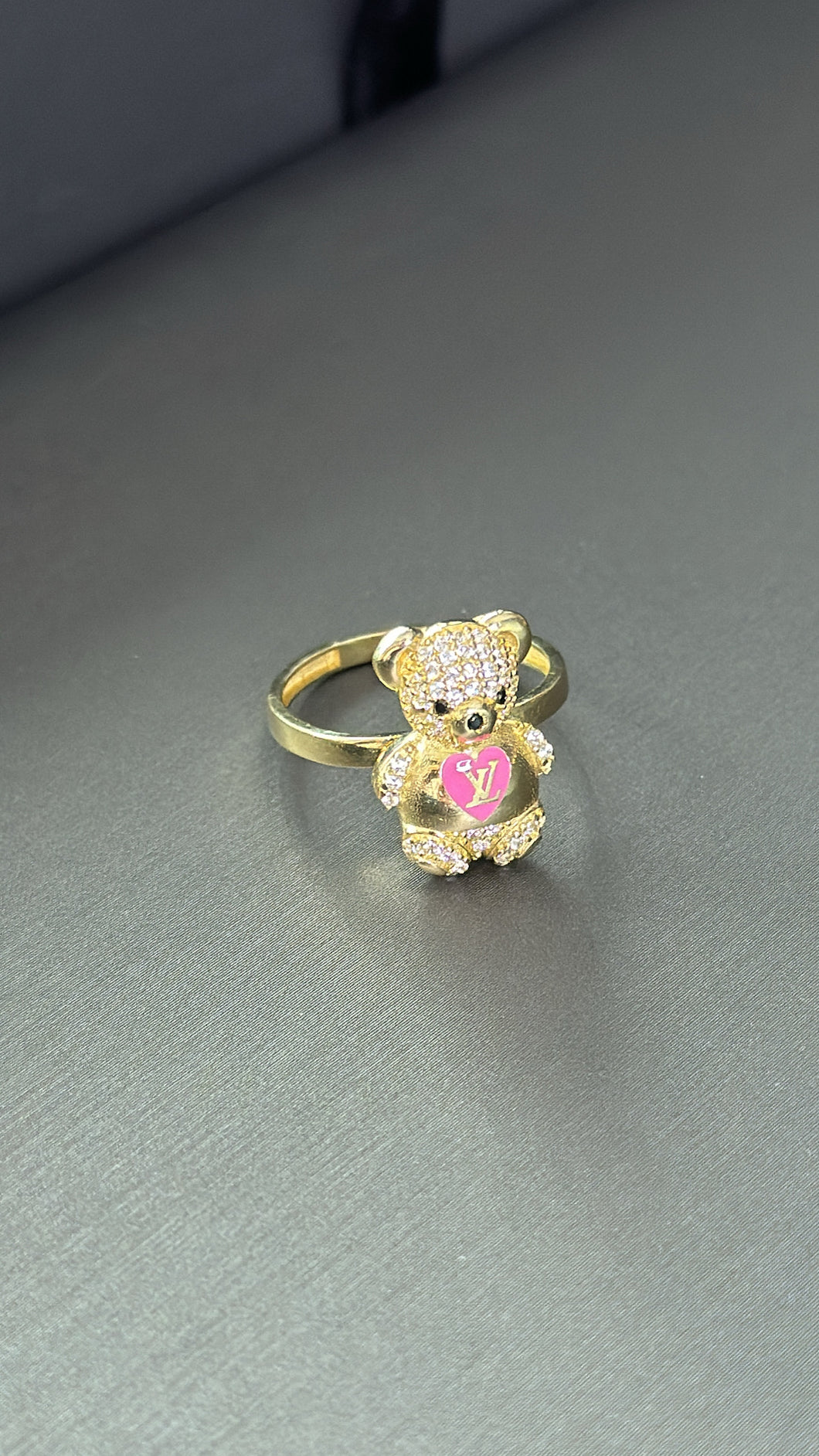 Anillo Oso LV Rosa de Mujer Oro 10k