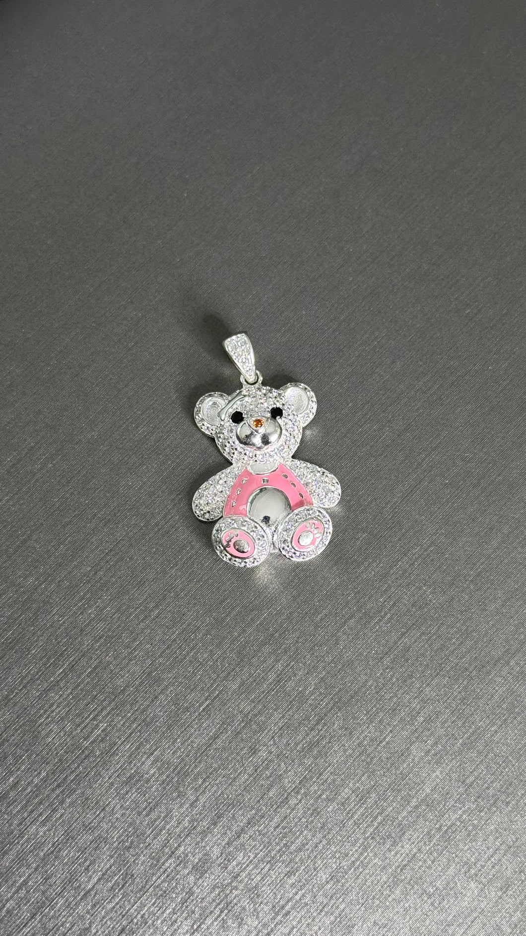 Dije de Oso Rosado Plata Italiana