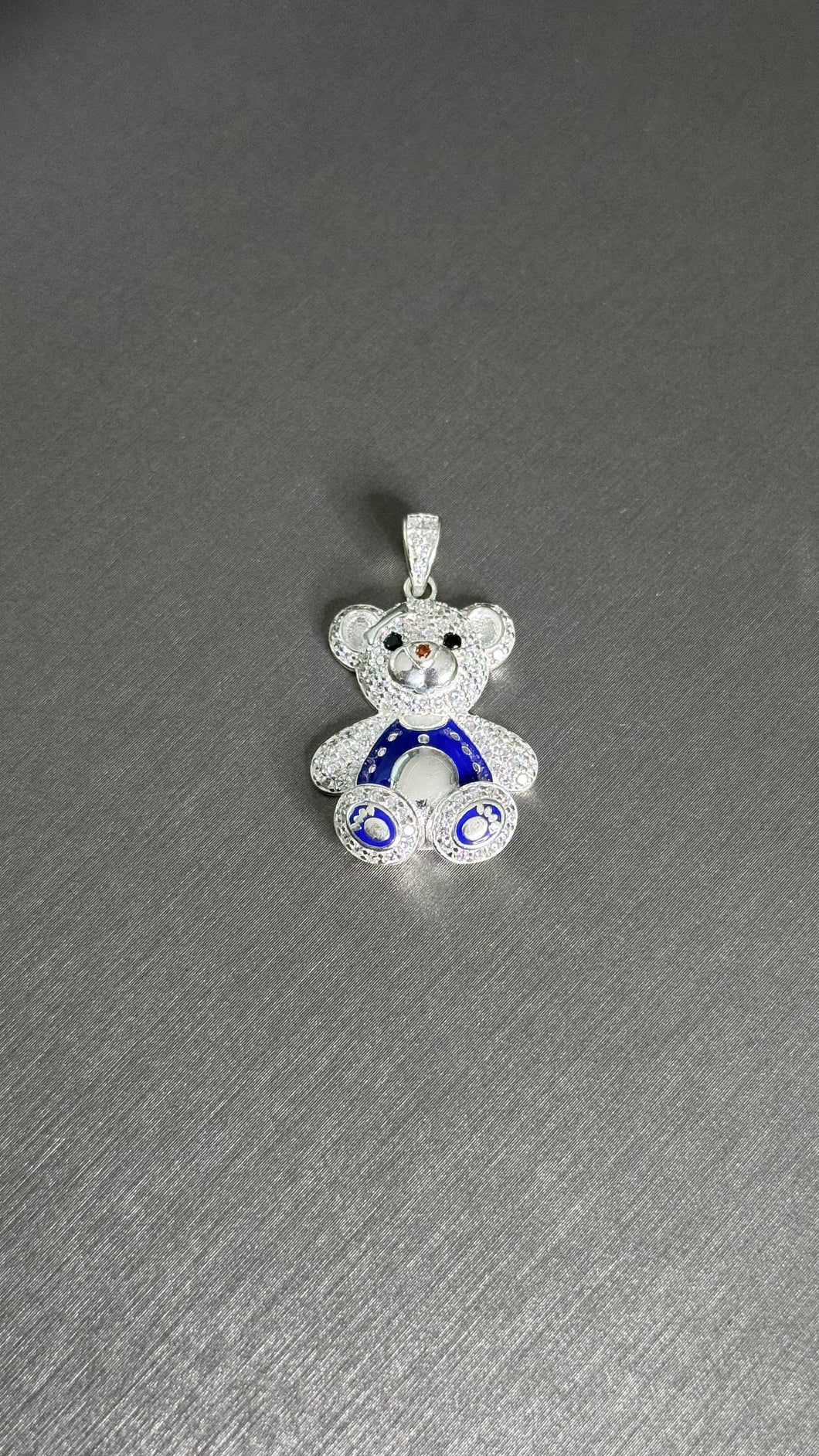 Dije de Oso Azul Plata Italiana